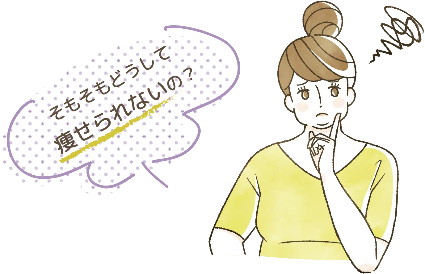 「そもそもどうして痩せられないの?」女性のイラスト