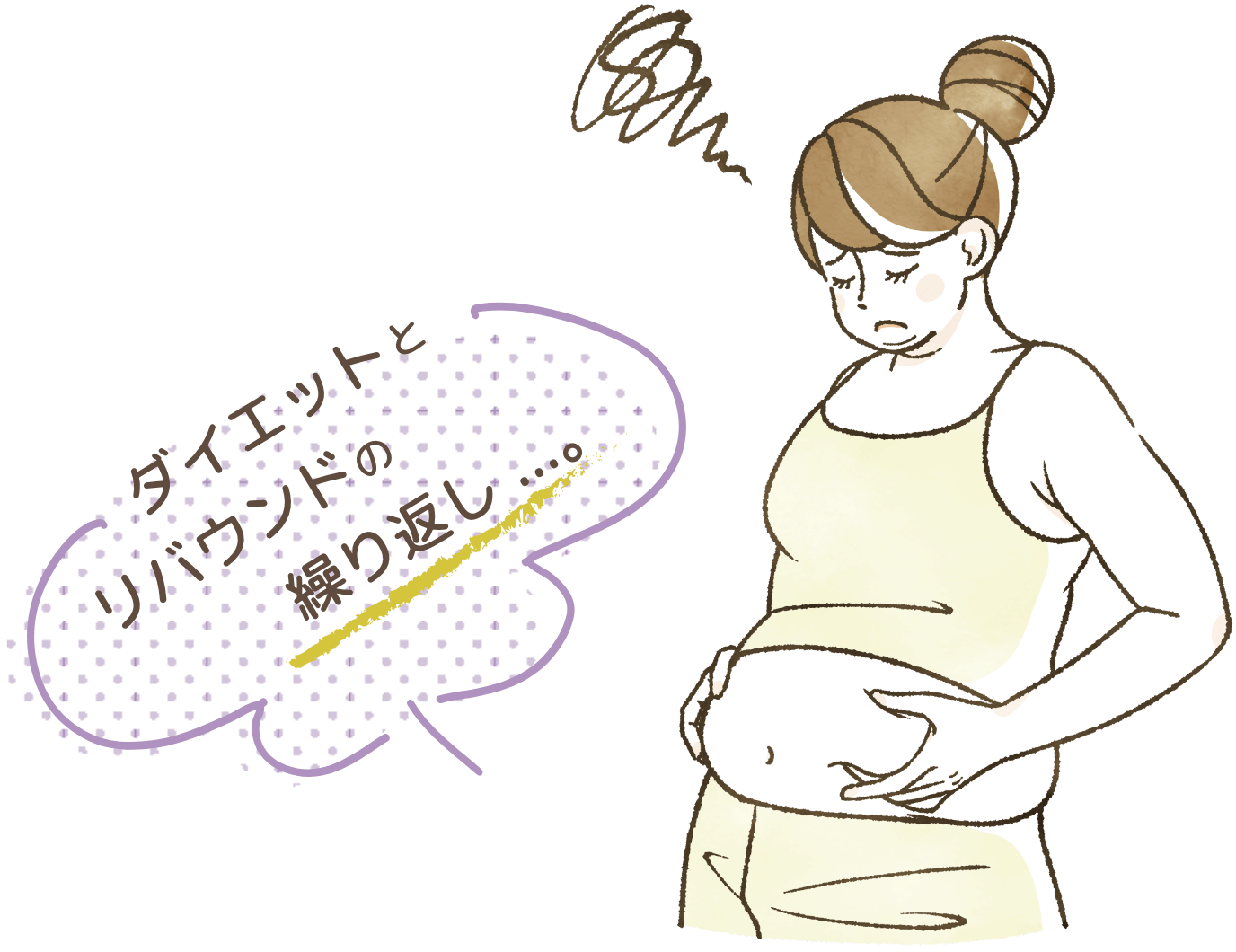 「そもそもどうして痩せられないの?」女性のイラスト