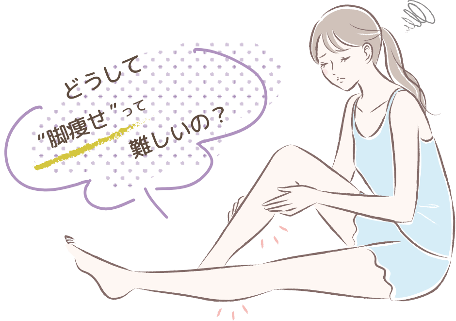 「どうして脚痩せって難しいの?」女性のイラスト PC用画像